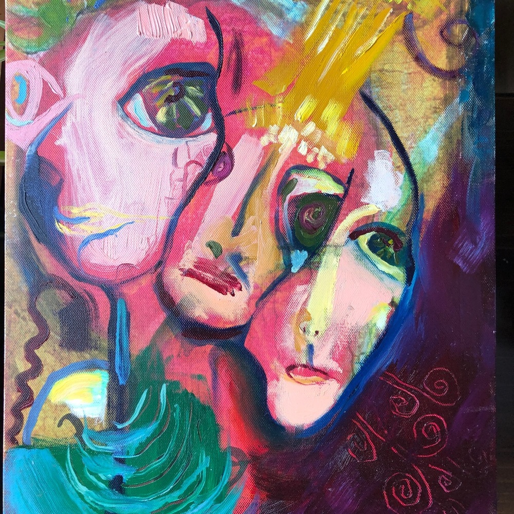 “3 Spirit #7” original artwork oil painting on canvas signed 11x14” one-of-a-kin